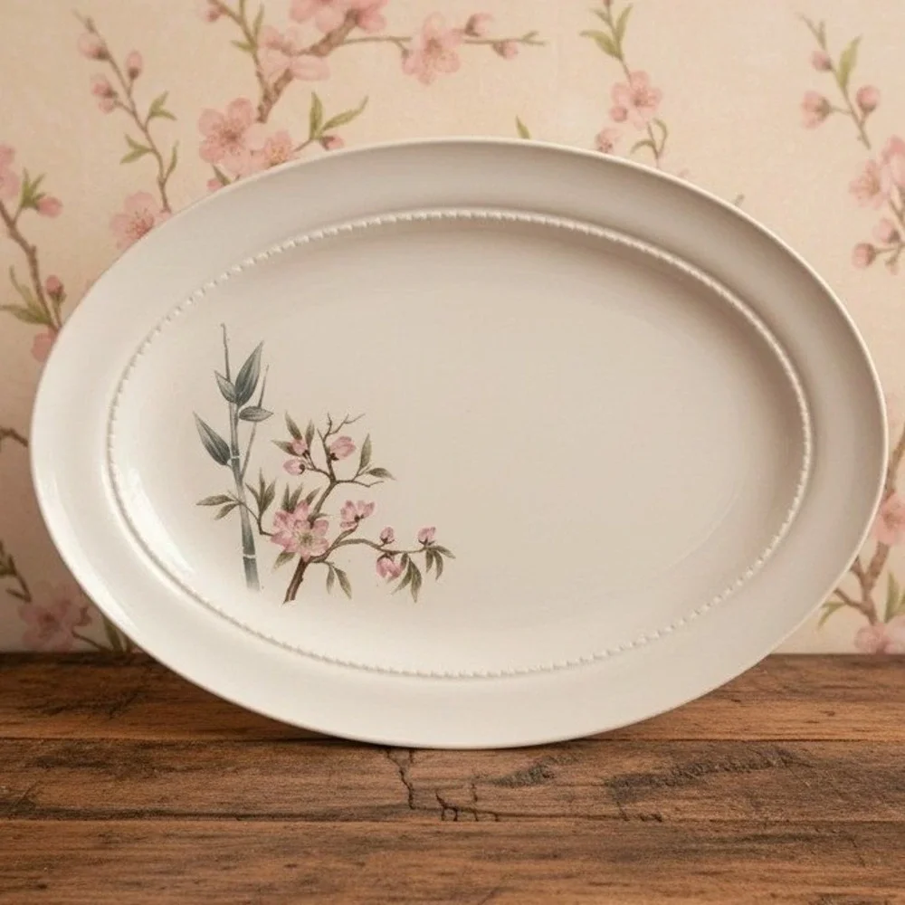 Superior Hall Quality Peach Blossom Oval Platter,‎ Vintage Floral Serving Tray